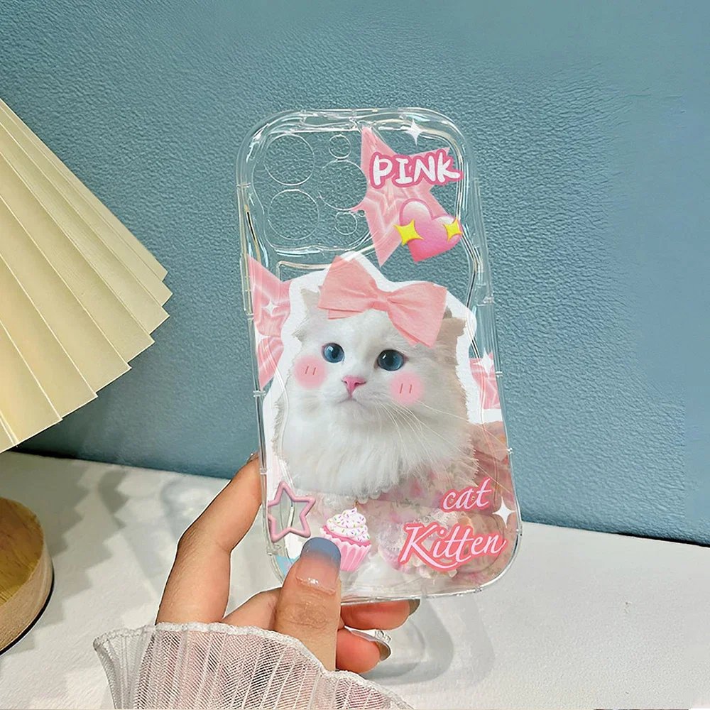 Color: Blue, Material: EVA - Cute Kitten Phone Case for iPhone 15 14 13 12 11 Pro Max XR XS X 7 8 Plus Mini SE Clear Cat Mobile Case