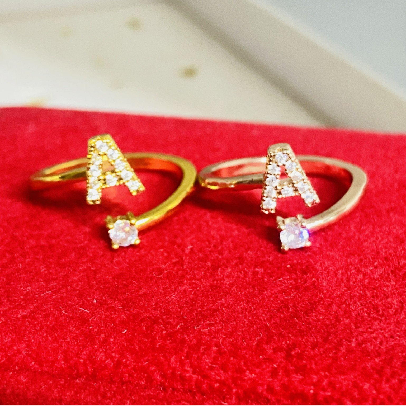 Fashionable Ring With Micro-paved Zircon Letters